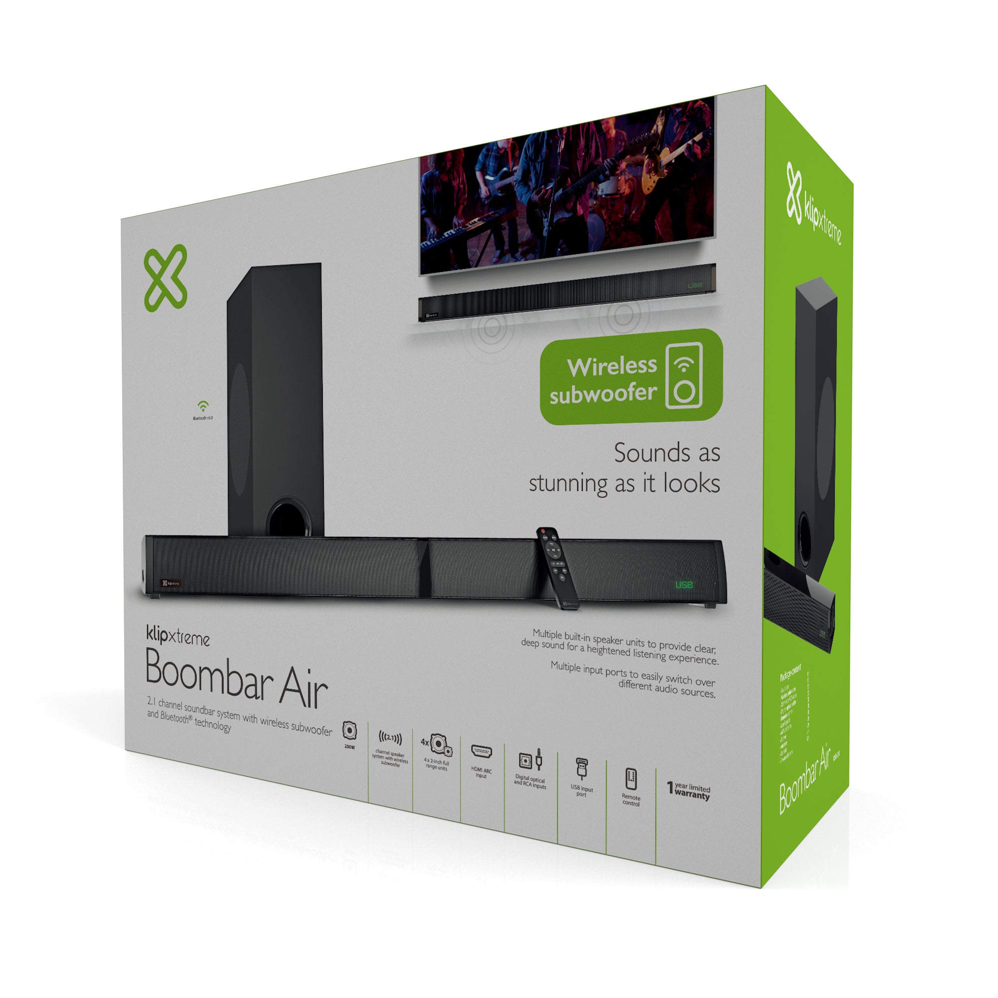 KLIP xtreme Boombar Air 2.1 200W BT perfecta TV Deportes y Pelis